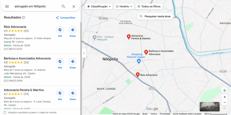 cliente buscando advogado no Google em Nilópolis (imagem ilustrativa)