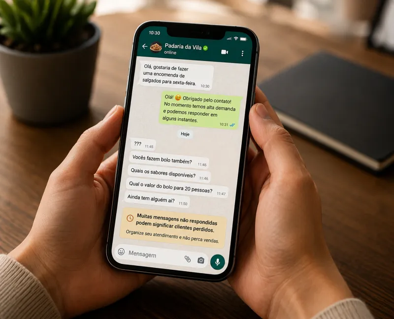 Negócio local organizando contatos além do WhatsApp
