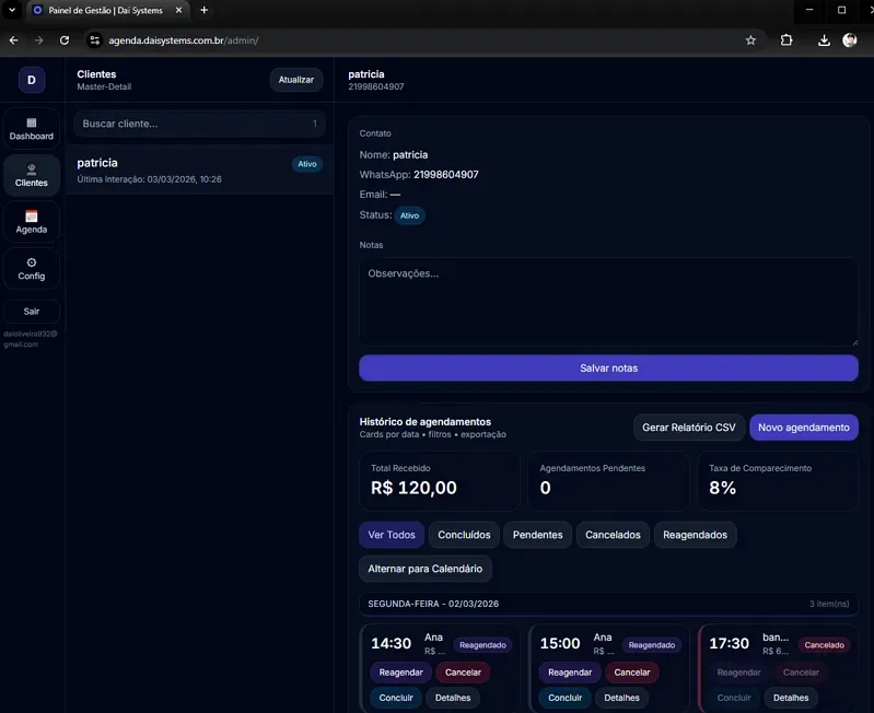 Sistema de agendamento para salão de beleza