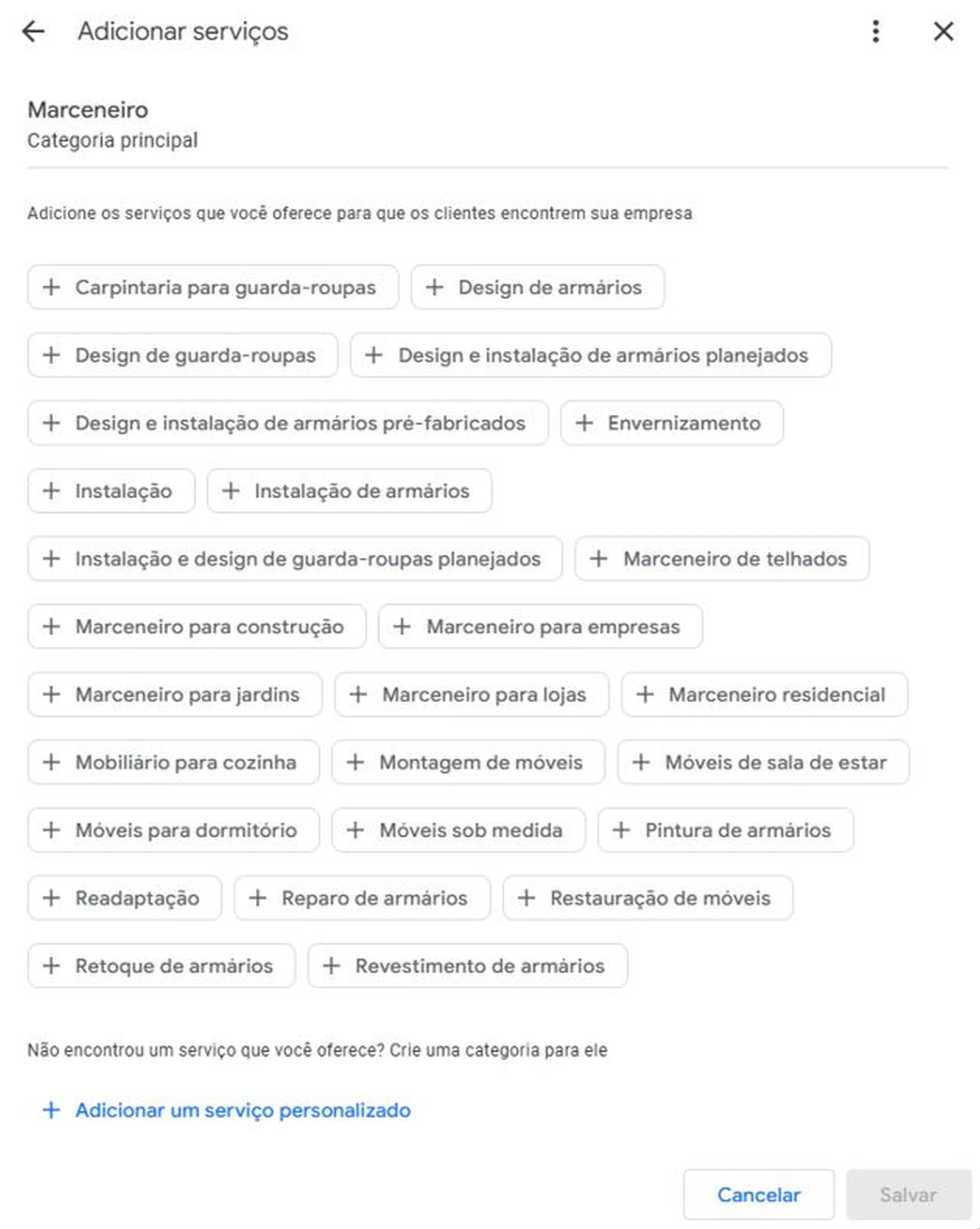Serviços da A Bastos não organizados no perfil do Google