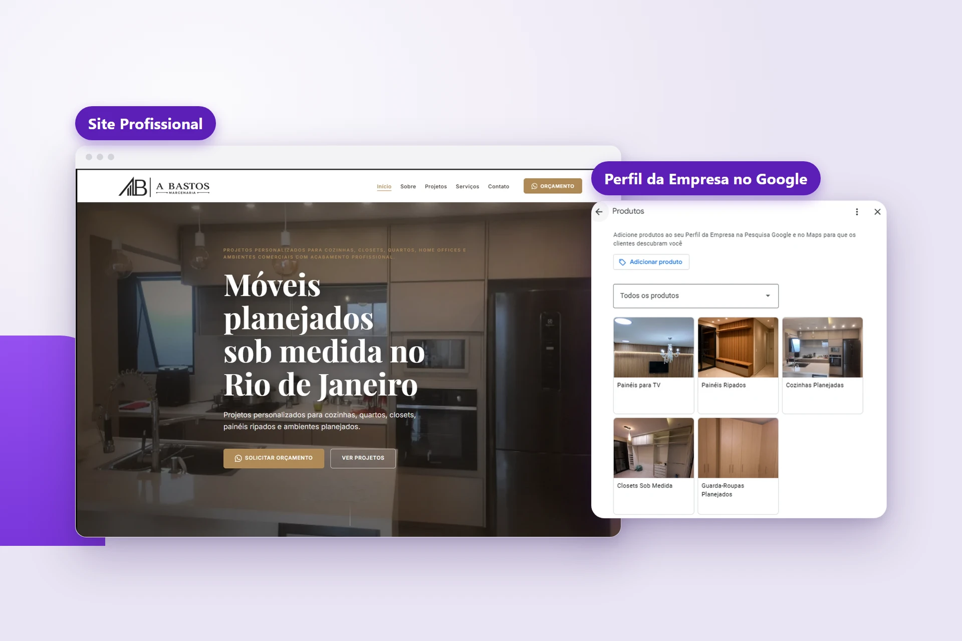 Site e Perfil da Empresa no Google da A Bastos Marcenaria, dois trabalhos da DaiSystems