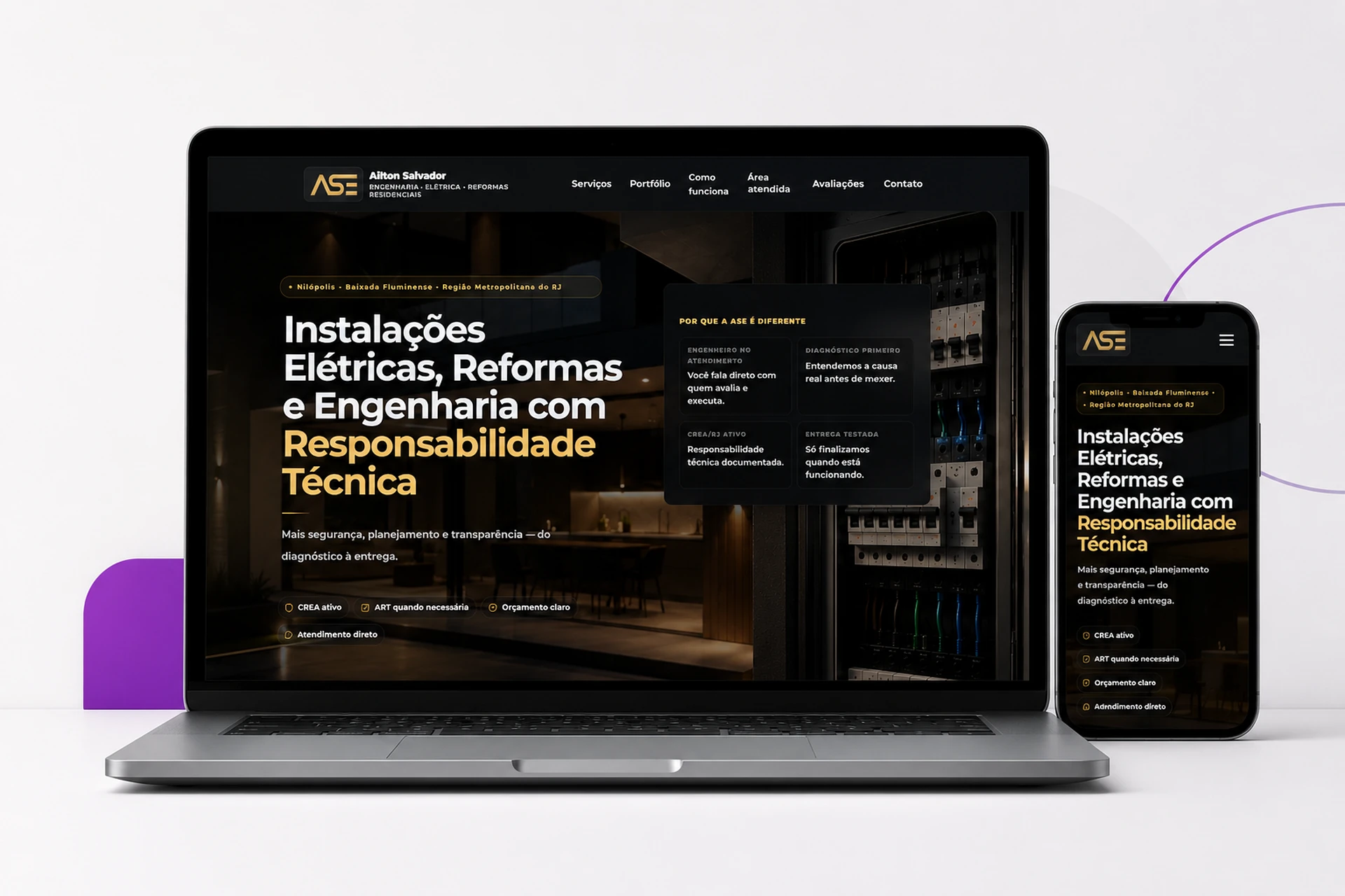 Site da ASE Engenharia — case DaiSystems