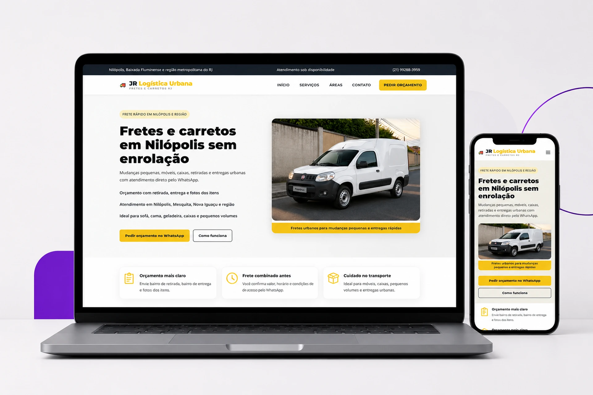 Site da JR Logística Urbana — case DaiSystems