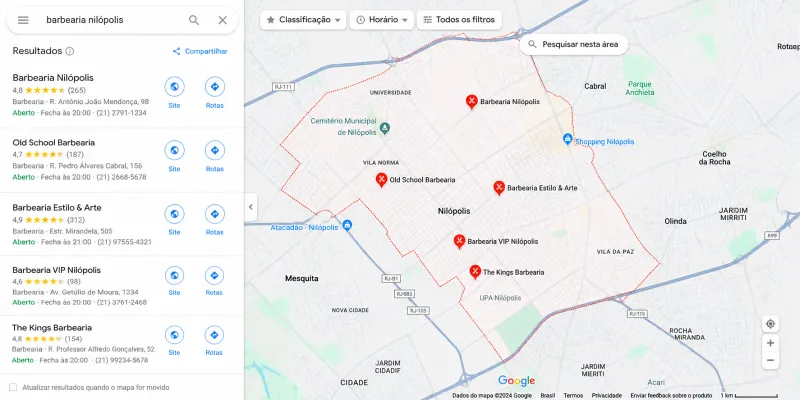 cliente buscando barbearia no Google em Nilópolis (imagem ilustrativa)