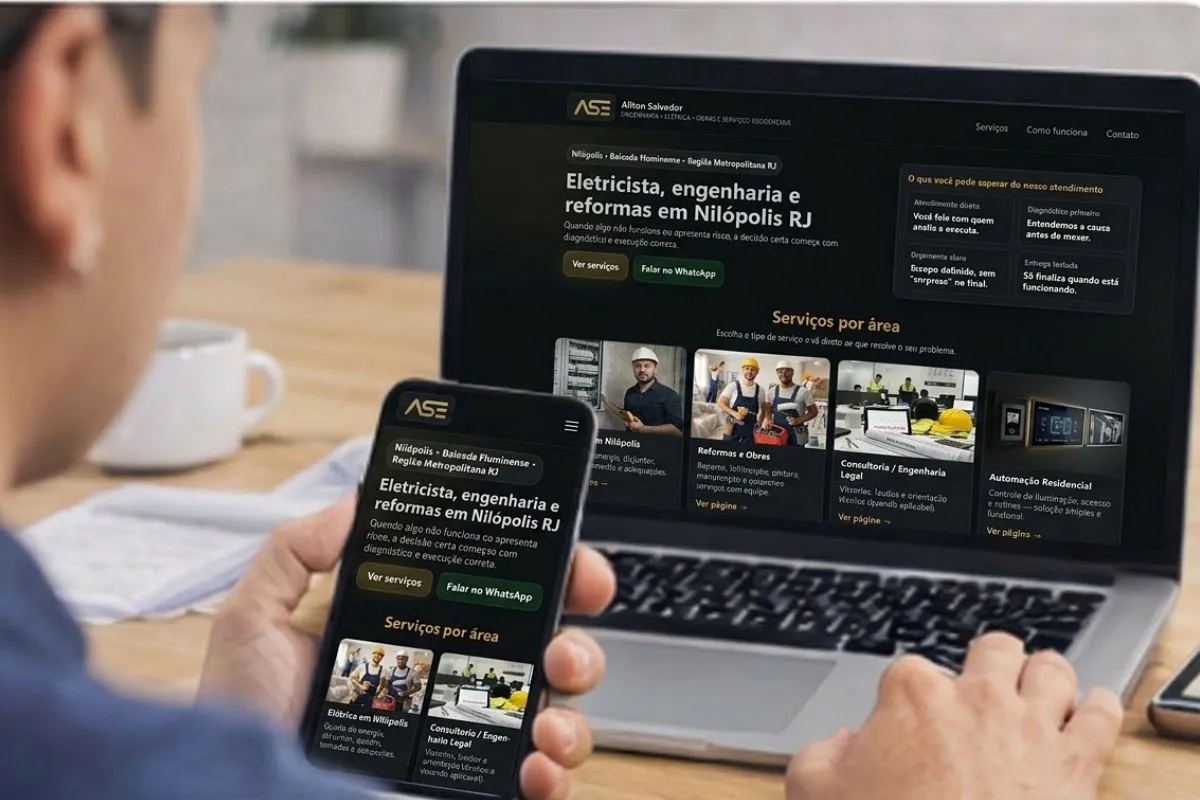 Exemplo de site profissional para pequeno negócio