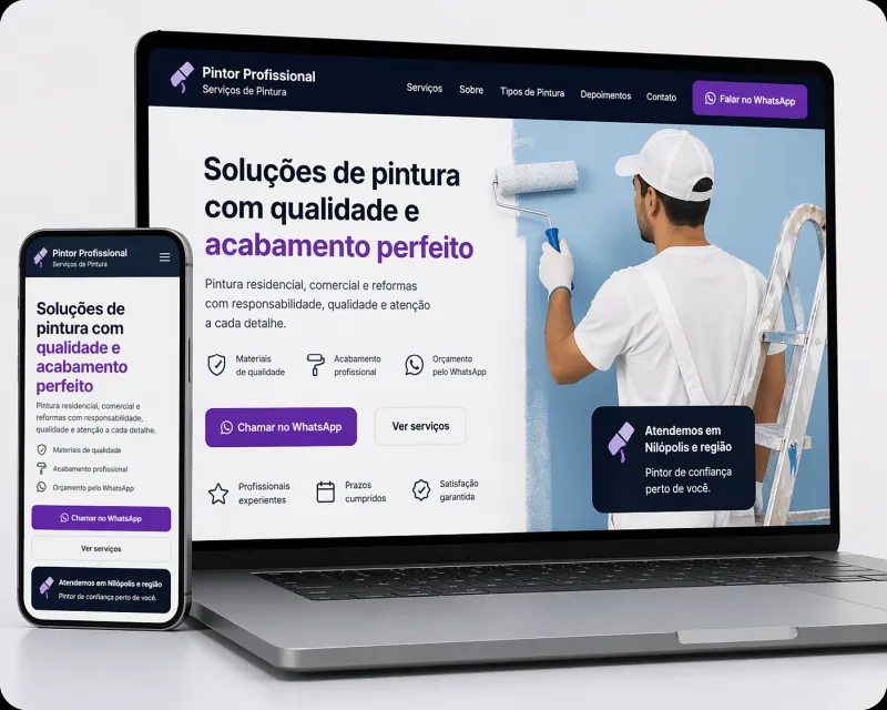 Exemplo de landing page profissional para pintor em Nilópolis