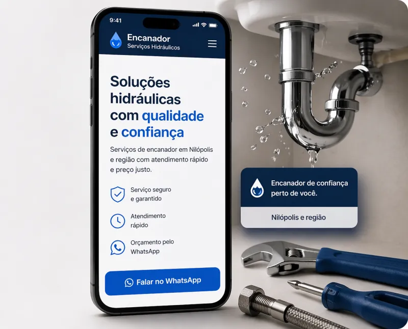 Página profissional para encanador receber contatos no WhatsApp