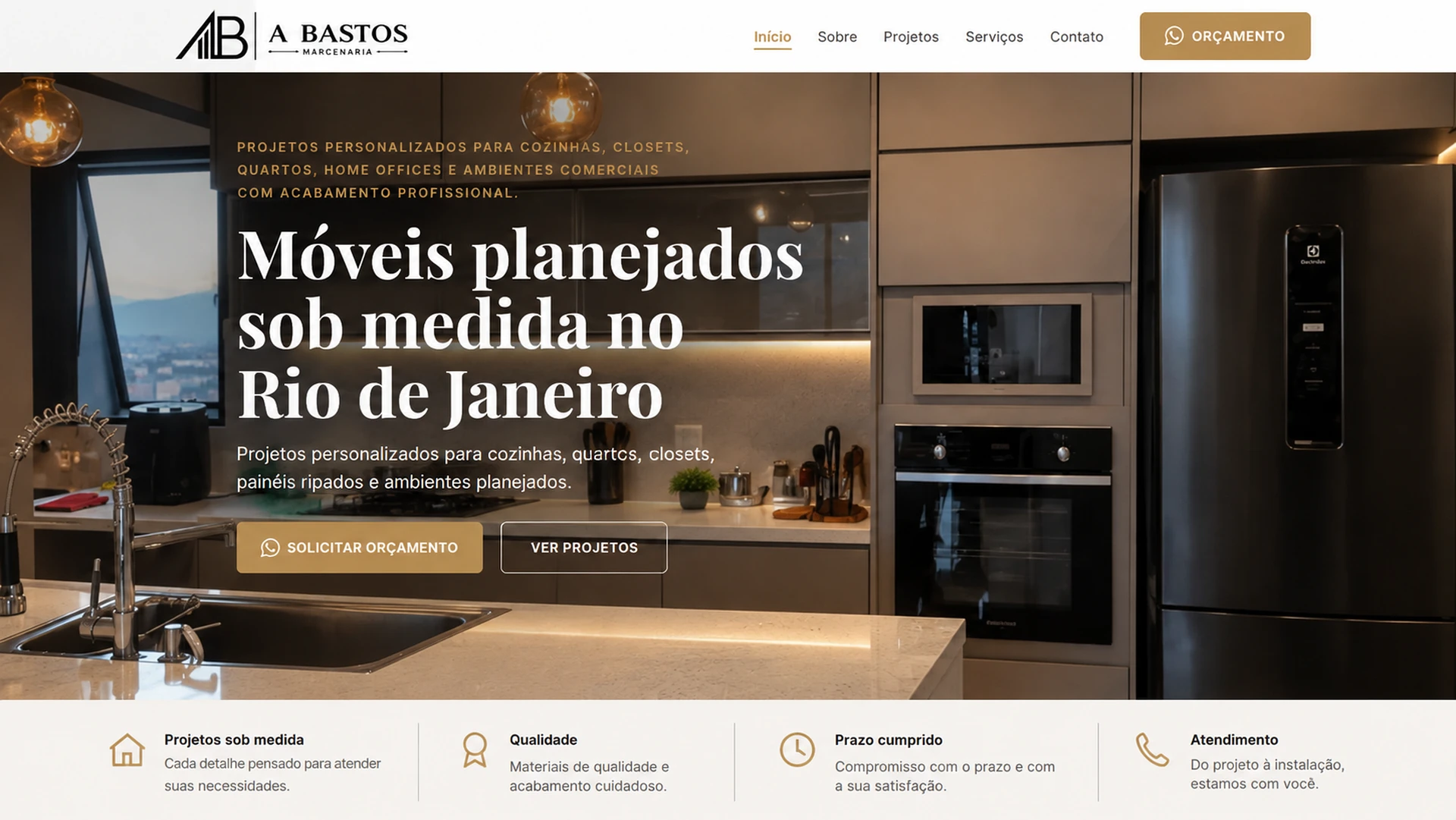 Site institucional da A. Bastos Marcenaria desenvolvido pela DaiSystems
