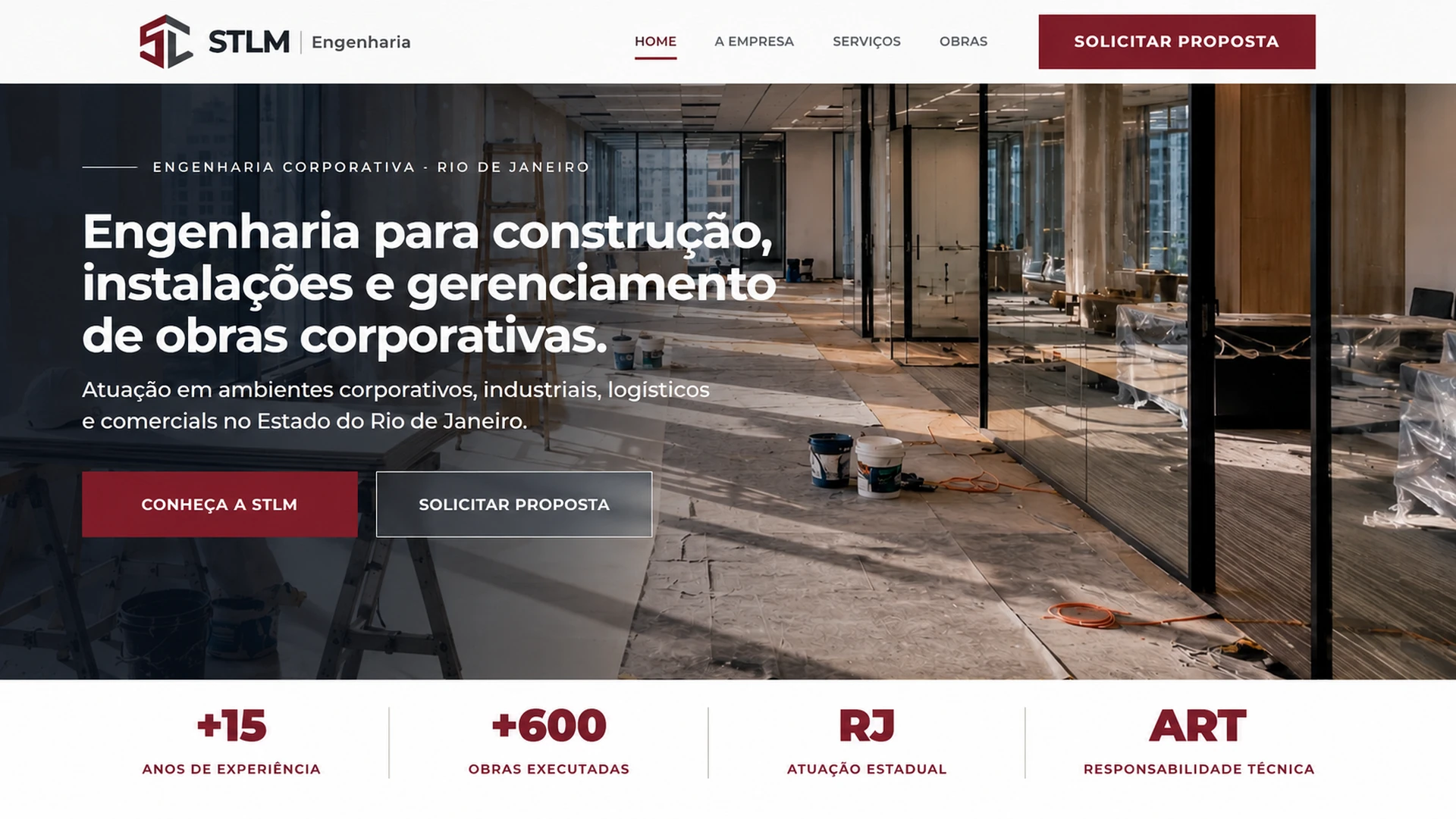 Site institucional da STLM Engenharia desenvolvido pela DaiSystems