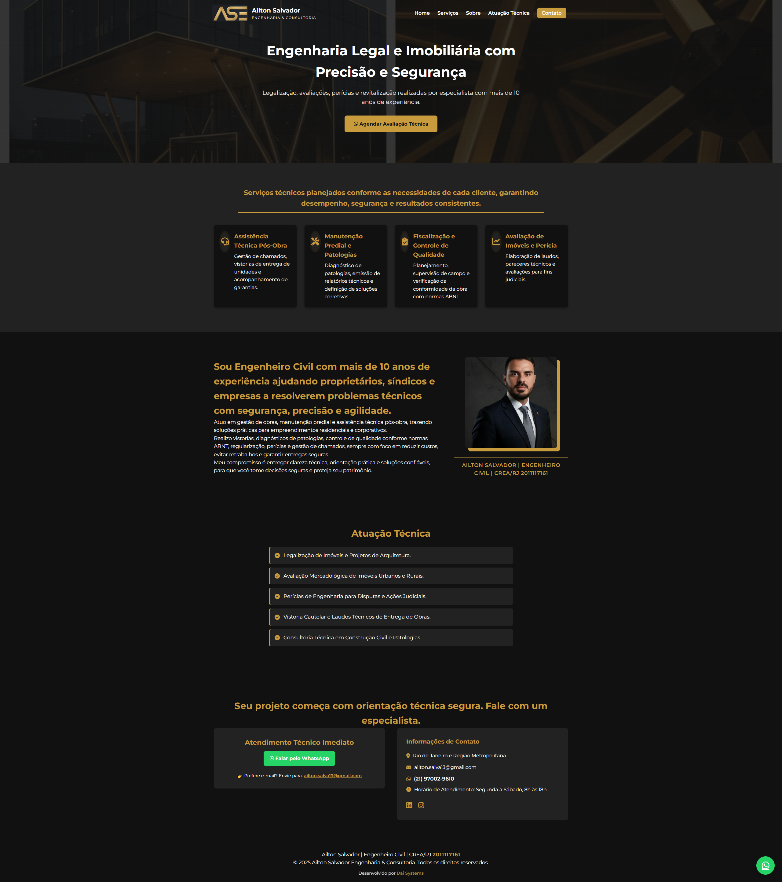 Site institucional Ailton Salvador engenharia e consultoria