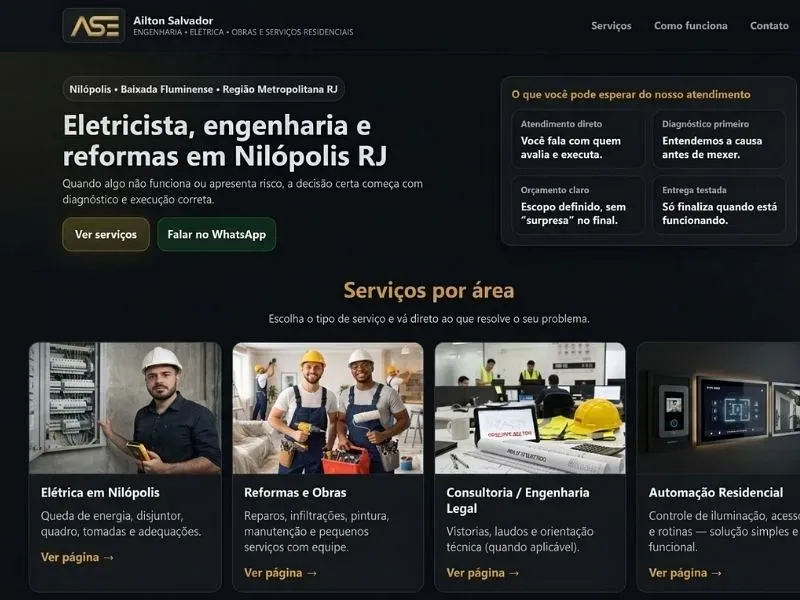 Site simples para negócio profissional