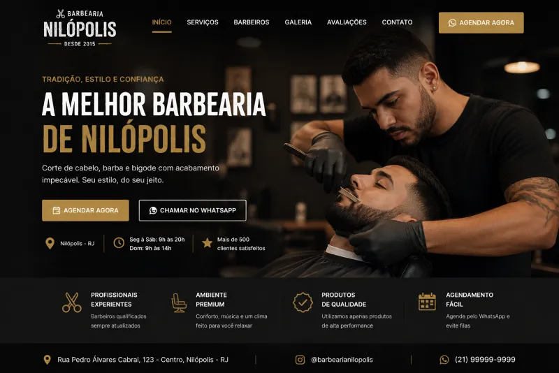 site para barbearia em Nilópolis (imagem ilustrativa)