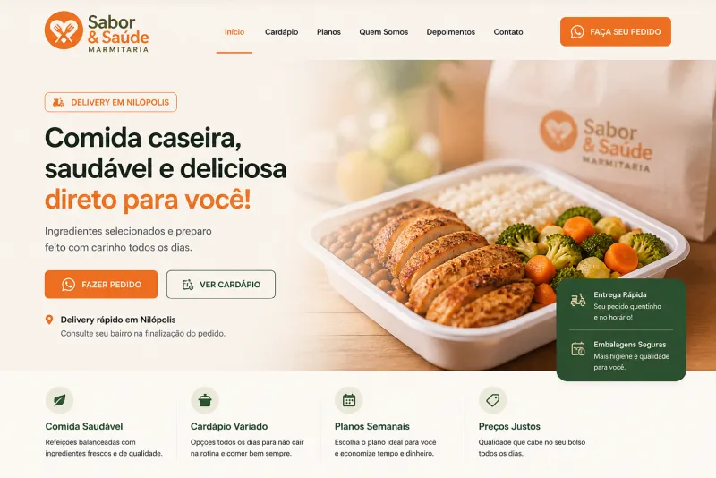 site para marmitaria e delivery em Nilópolis (imagem ilustrativa)